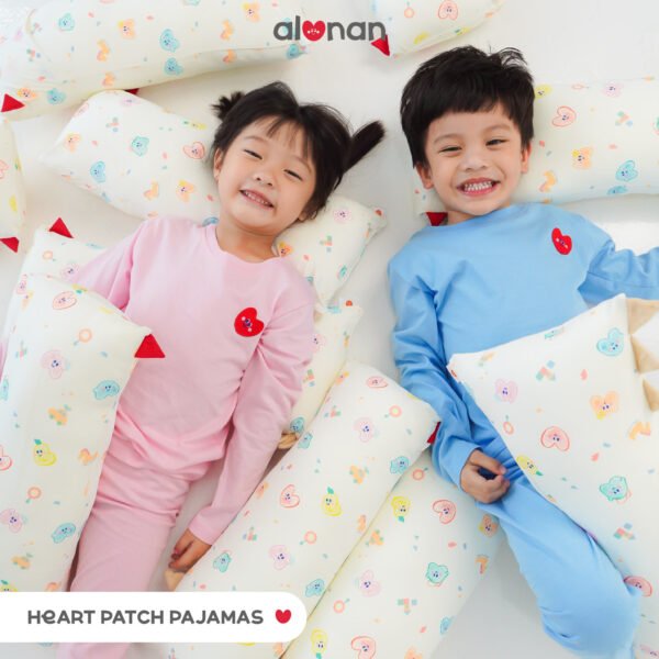 Baju Tidur Anak Set Piyama Heart Patch