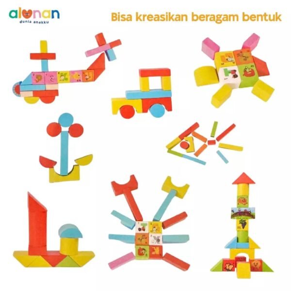 Wooden Toys – Alphabet & Counting Blocks 52 pcs - Image 4