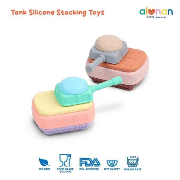 Mainan Susun Anak Tank Silicone Toys