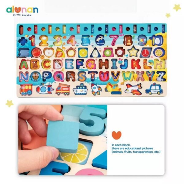 Wooden Toys – 6in1 Logarithmic Puzzle Board - Image 3