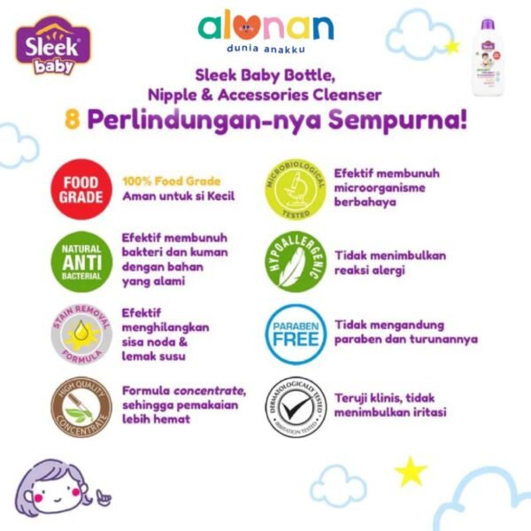 Sleek – Bottle Nipple & Baby Accessories Cleanser Botol 150 ml / 500 ml - Image 3