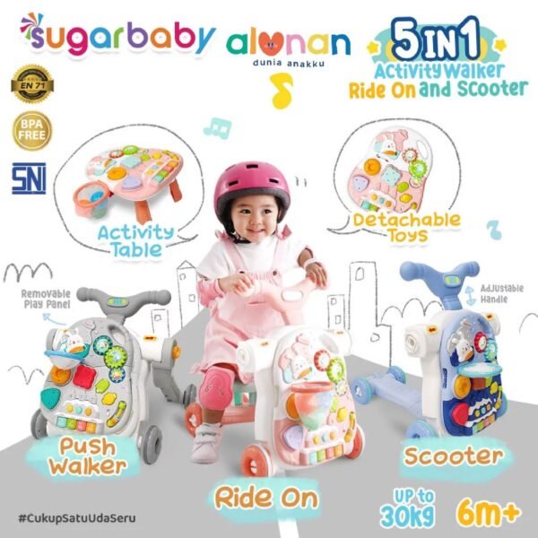Sugar Baby -  5in1 Activity Walker Ride On & Scooter - Image 2