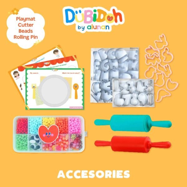 DuBiDoh Accessories - Rolling Pin, Beads, Playmat & Shape Cutter