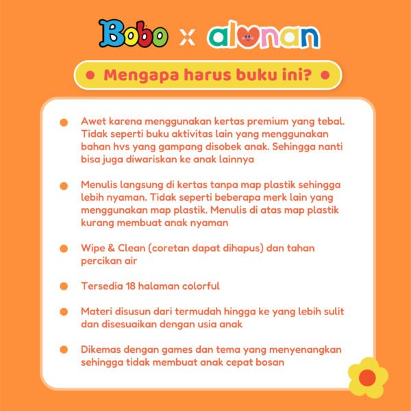 Alunan x Bobo Activity Book – Buku Aktivitas Anak Wipe and Clean - Image 3